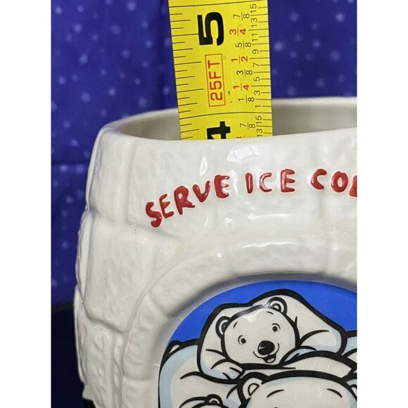 Coca-Cola Polar Bear Igloo Mug 2005 Houston Harvest Ceramic 4" Tall - Picture 6 of 7